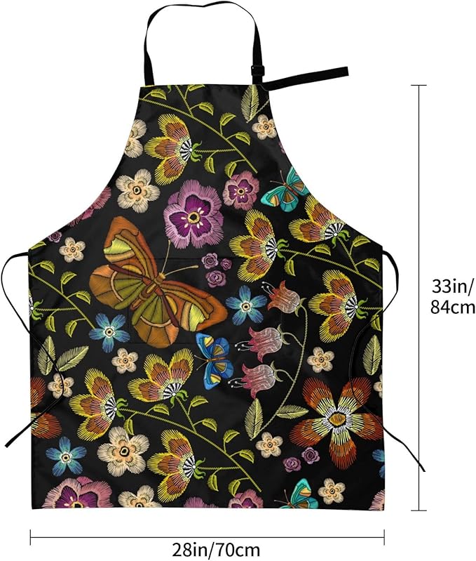 Perinsto Waterproof Apron With 2 Pockets Kitchen Chef Aprons Bibs For Cooking Baking Painting Gardening Grooming