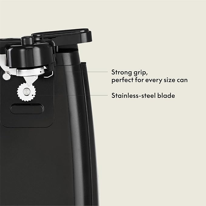 bella Electric Can Opener and Knife Sharpener,Removable Cutting Lever,Cord Storage,Stainless Steel Blade,Black,(Pack of 4)