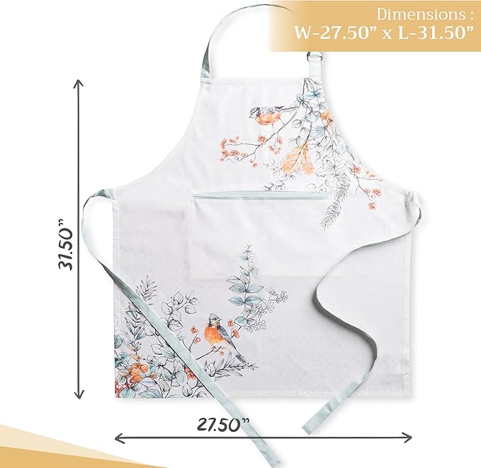 Maison d' Hermine 100% Cotton Apron for women with Pocket Kitchen Chef Apron for Men Cooking Mothers Day Gifts