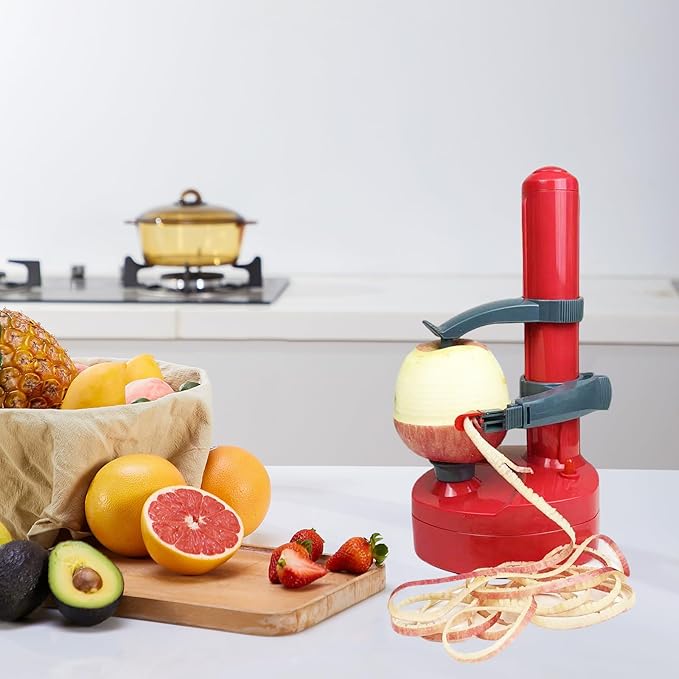 Electric Potato Peeler for Kitchen Vegetable Peelers for Zucchini Carrot Automatic Potato Peeler Electric Peeler Fruit Peeler for Apples Orange Mango Lemon Kiwi Rotate Express (Red)