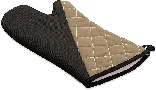 Carlisle FoodService Products 810CM15 San Jamar Textured Neoprene Bestgrip Conventional Temperature Protection Oven Mitt with Magnet and WebGuard, 15" Length, Tan/Brown