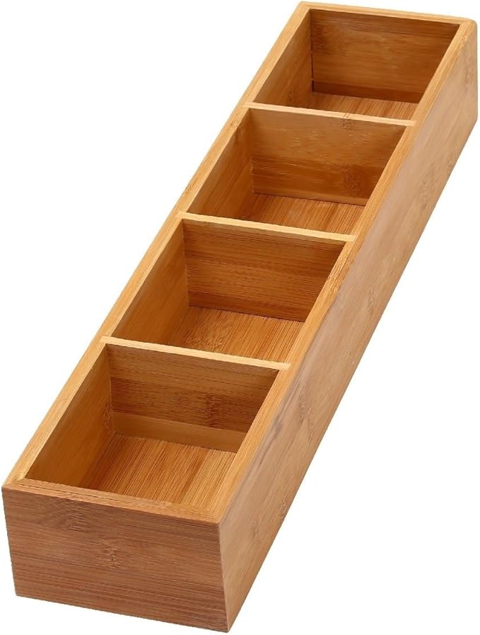 YBM HOME Bamboo 4 Compartment Organizer Tray for Drawers, 329