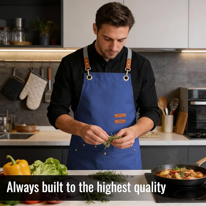 Aoomzoon Durable Kitchen Apron,Multifunctional Chef Aprons for Women & Men with Pockets for Cooking Baking & Daily Use