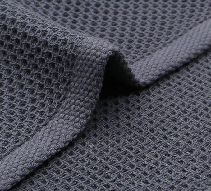 Mia'sDream Natural Cotton Tidy Dish Cloths Rags, Waffle Weave Towels, Soft and Absorbent Kitchen Hand Towel Washcloths, 12x12 inch 6 Pack (Dark Gray)