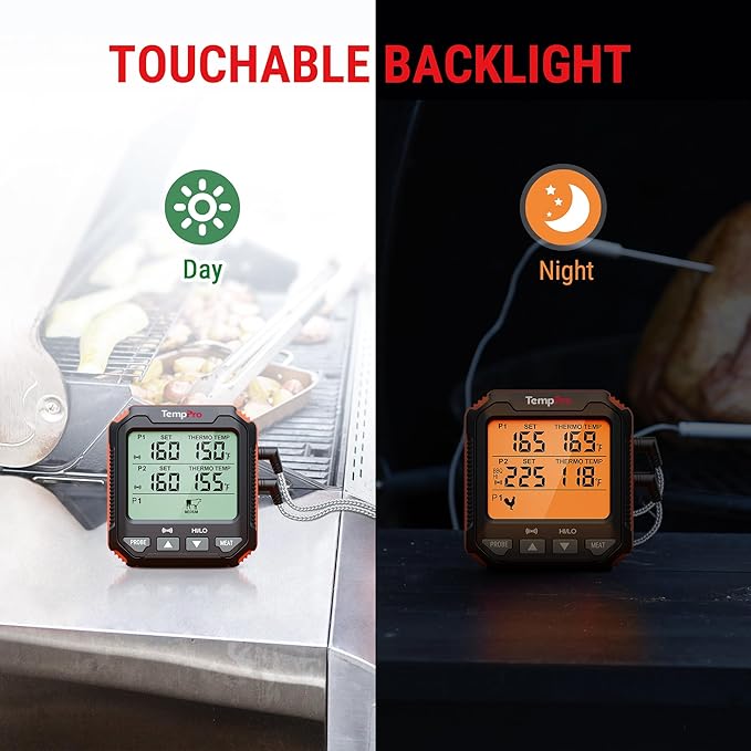 TempPro TP717 Digital Meat Thermometer, Backlit Grill Thermometer Meat Thermometer Oven Safe with 2 Meat Probes, Food Thermometer for Cooking with Temp Alert for Smoker, BBQ(Previously ThermoPro)