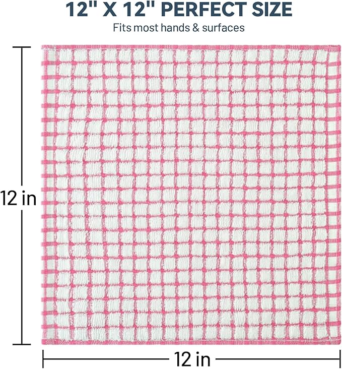 Egles 8 Packs Kitchen Dishcloths 12x12 Inches 100% Cotton Kitchen Dish Cloths for Washing Dishes Scrubbing Wash Cloths Dish Towels Sets (Mix 4 Color)