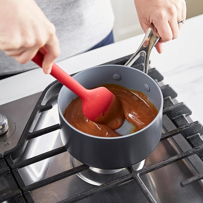 GreenPan Silicone Mixing Spatula, Scraping Baking Cooking Kitchen Utensil, Flexible Rubber Nonstick Cookware, Rigid Steel Core, Heat-Resistant, Anti-Slip Handle, BPA-Free, Dishwasher Safe, Red