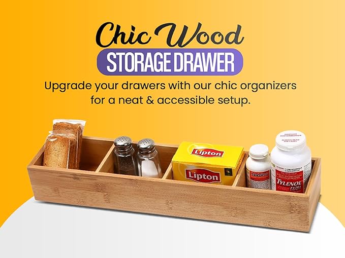 YBM HOME Pack of 12 Bamboo Drawer Organizer Storage Box for Spices and Kitchen Items, Lingerie, Small Tools, and Gadgets, 330