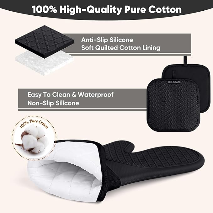 Silicone Oven Mitts Pot Holder Kitchen-Towels100% Cotton Dish Towels for Kitchen,Super Soft and Absorbent Kitchen Hand Towels/Tea Towels.Pot Holder,Oven Mitt Heat Resistant,Silicone Grip,Gift Set