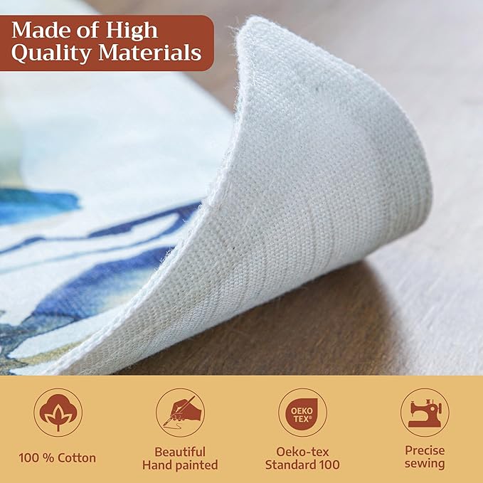 Maison d' Hermine Placemats Set of 4 100% Cotton Washable Cloth Place Mats Reusable Table Mats for Kitchen Dining Party Wedding Gifts for Mothers Day Spring/Summer (Lazy Summer Days, 13" x 19")