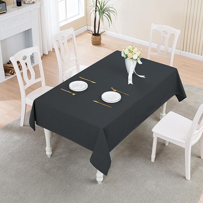 BALCONY & FALCON Rectangle Tablecloth Washable Wrinkle Resistant and Water Proof Table Cloth Decorative Linen Fabric Tablecloths for Dining Parties Kitchen Wedding and Outdoor (Charcoal Grey, 55x70)