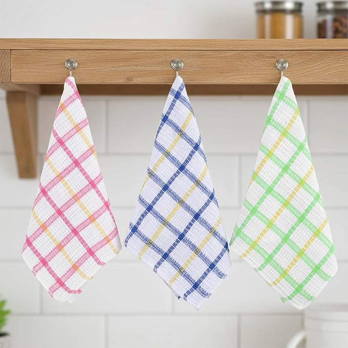 Lemecima 36 Pieces Kitchen Dish Cloths Dish Towels Washable Cleaning Cloth for Washing Dishes Wipe Glass Home Kitchen Household Supplies, 12 x 12 Inch (3 Colors)