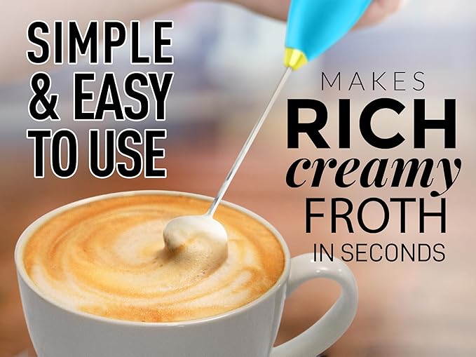 Zulay Kitchen Powerful Milk Frother Wand - Ultra Fast Handheld Drink Mixer - Electric Whisk Foam Maker for Coffee, Lattes, Cappuccino, Matcha & Creamer