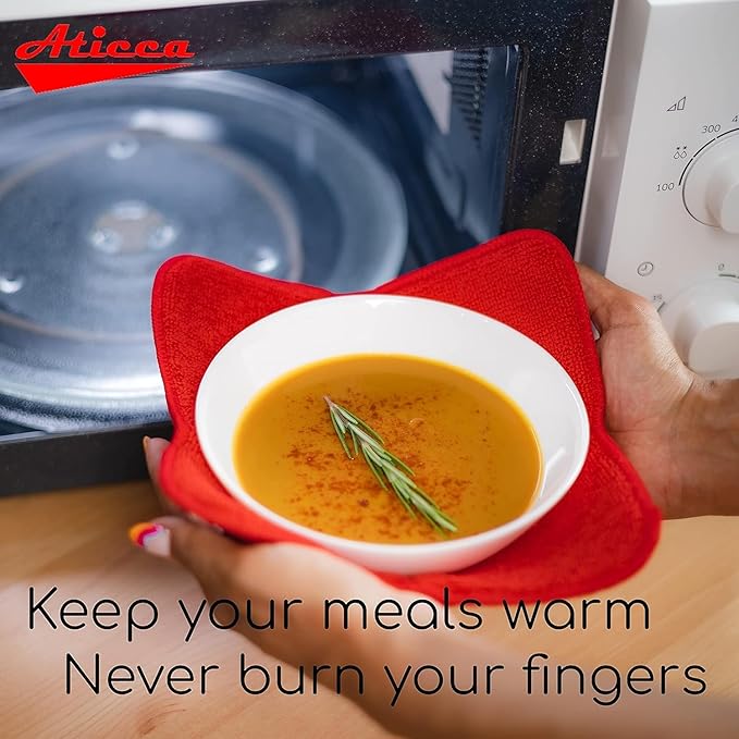 Aticca Microwave Bowl Cozy Holders for Hot Food Set of 4 Hot Pads for Bouillon Cups Multipurpose Heat Proof Plate Holder