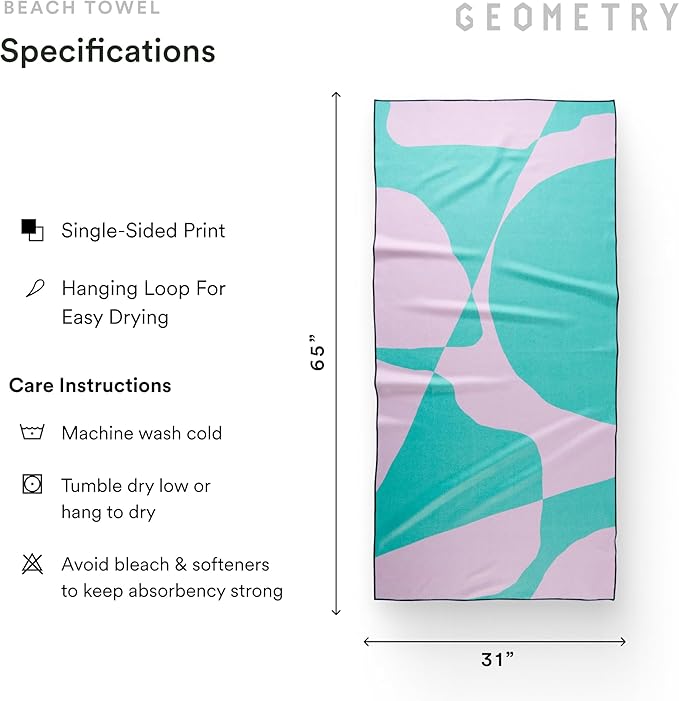 GEOMETRY Micro-Loop Beach Towel – Spring & Summer Collection – Quick-Dry, Sand-Resistant, Ultra-Absorbent Compact Towel for Beach & Travel (Abstract Life)
