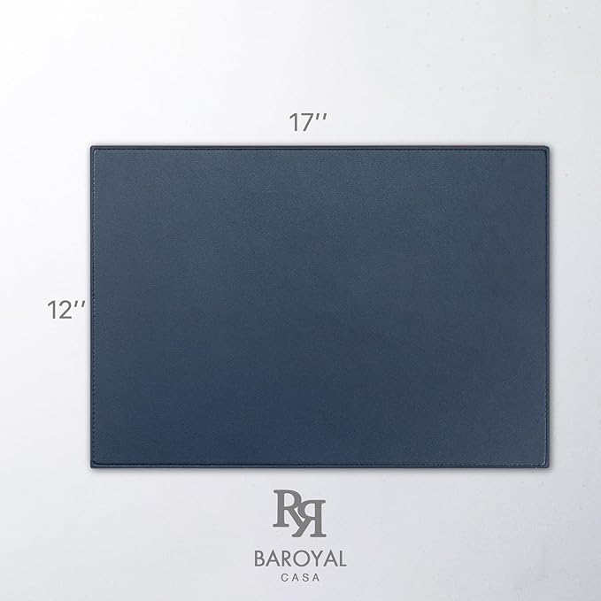 Faux Leather Placemats Set of 6 Vinyl Washable Wipeable Table Mats for Kitchen Dining Table Heat Resistant Waterproof Modern Indoor/Outdoor Placemats Non-Slip Easy Clean Place Mats (Navy Blue)
