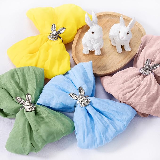 DeZerlor 20 Pack Easter Cheesecloth Napkins Easter Cloth Napkins Set of 20 Boho Cotton Gauze Napkins Bulk 21x21 Inches for Weddings Bridal Baby Shower Birthday Parties Spring Decor