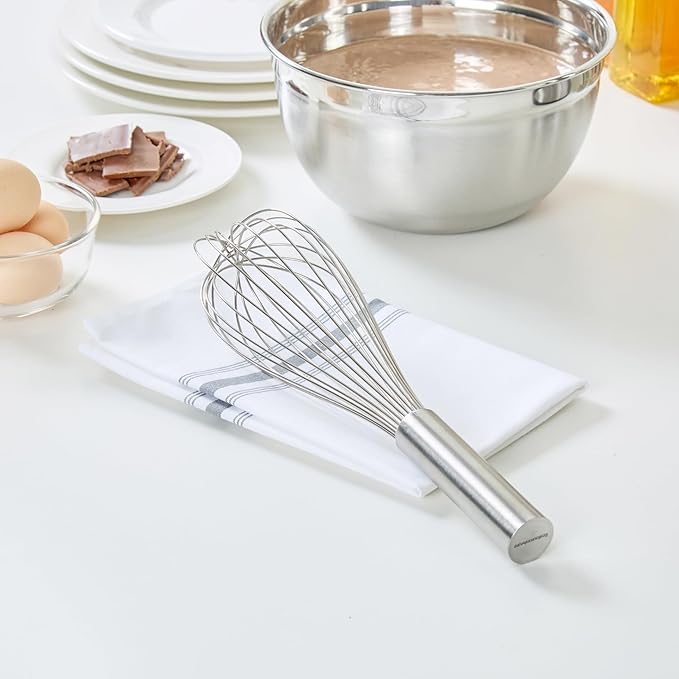 Met Lux 12 x 2.5 x 2.5 Inch Baking Whisk With Ergonomic Handle - Dishwashable Stainless Steel Whisk For Whipping Or Cooking