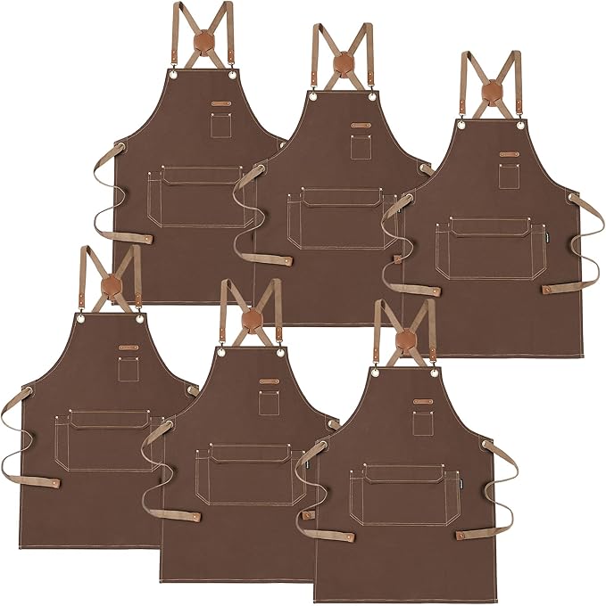 Chef Apron with Cross Back Straps for Men Women, Cotton Canvas Apron for Artists Painting, Kitchen Cooking