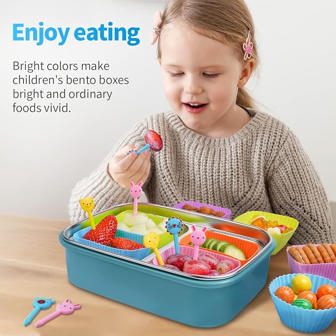 Doiaz Silicone Lunch Box Dividers, 46 Pcs Bento Bundle Lunch Box Kit for Kids Lunch Accessories, BPA Free, Dishwasher Safe