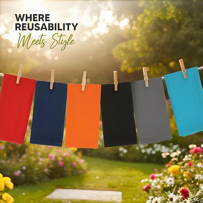 Utopia Kitchen Multi Color Cloth Napkins [12 Pack, 18x18 Inch] Absorbent Cotton Blend Washable and Reusable for Dinner, Restaurant, Lunch, Wedding and Hotel