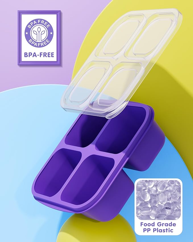 Canfanni 5 Pcs Bento Snack Containers, Reusable 4 Compartment Divided Food Storage Containers, Divided Lunchable Container for School, Work and Travel (Transparent Lids)