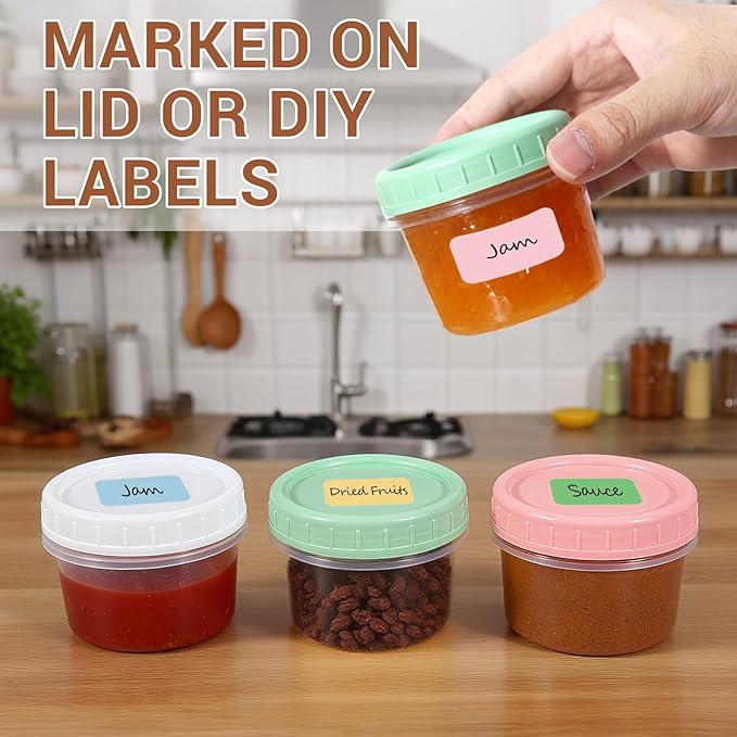 DEMORA 6 oz Small Plastic Containers with Twist on Lids [20 Sets], Stackable Little Food Storage Containers for Snack Lunch Meal Prep Salad Dressings, Freezer/Microwave/Dishwasher Safe, BPA Free