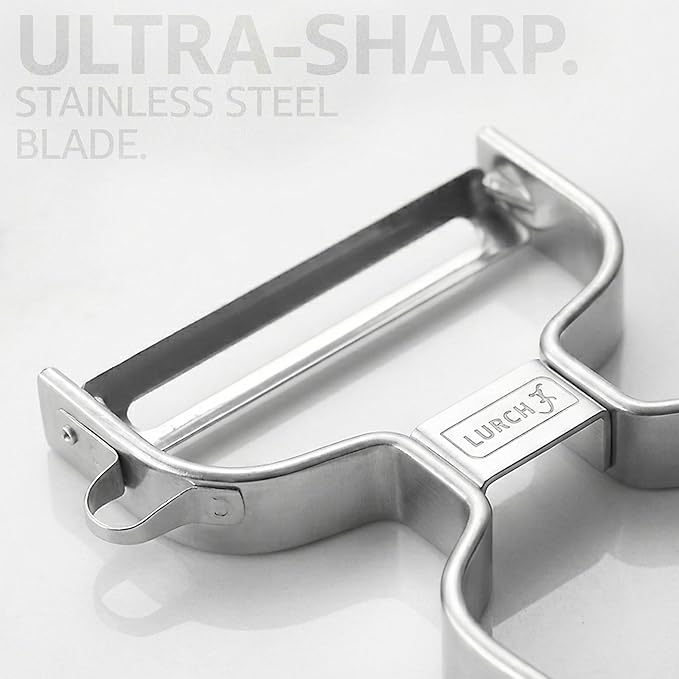 Lurch Universal Stainless Steel Peeler - Stainless Steel Blade with Japanese Technology, Movable Blade Head for Effortless Peeling, Ergonomic Handle for Secure Grip, Ideal for Fruit & Vegetables