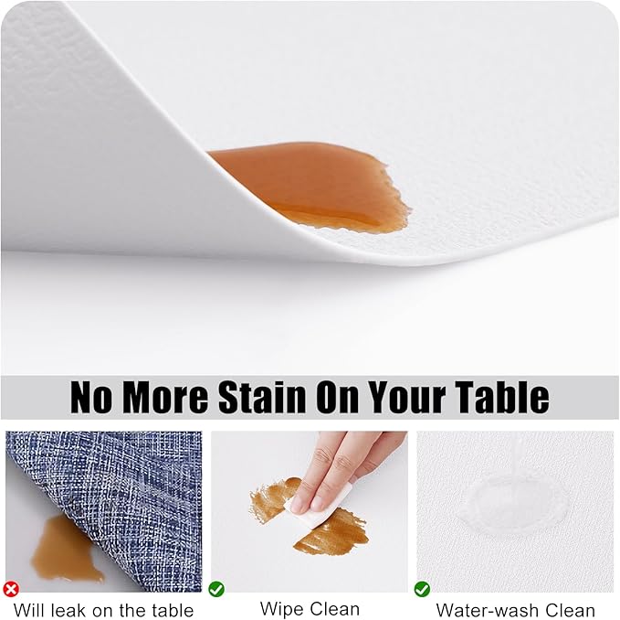 Homaxy Faux Leather Heat Resistant Placemats for Dining Table Set of 6, Waterproof Wipeable Washable PU Table Mats, Easy to Clean Anti-Slip Place Mats, 11.8 x 17 Inch, White