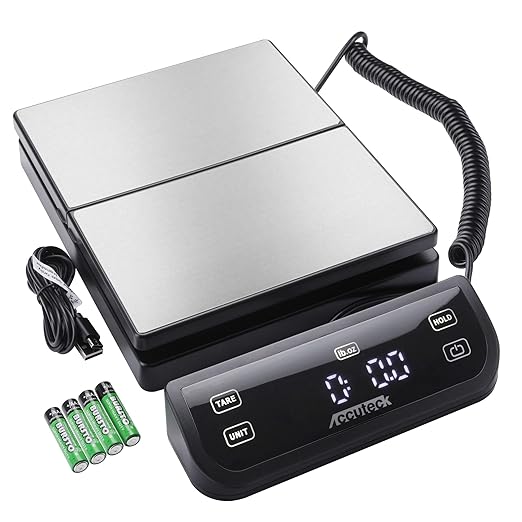 Accuteck 8880 High Accuracy Digital Shipping Scale and Postal Scale, 0.1oz Precision (Stainless Steel with Touch Screen, 150LB)
