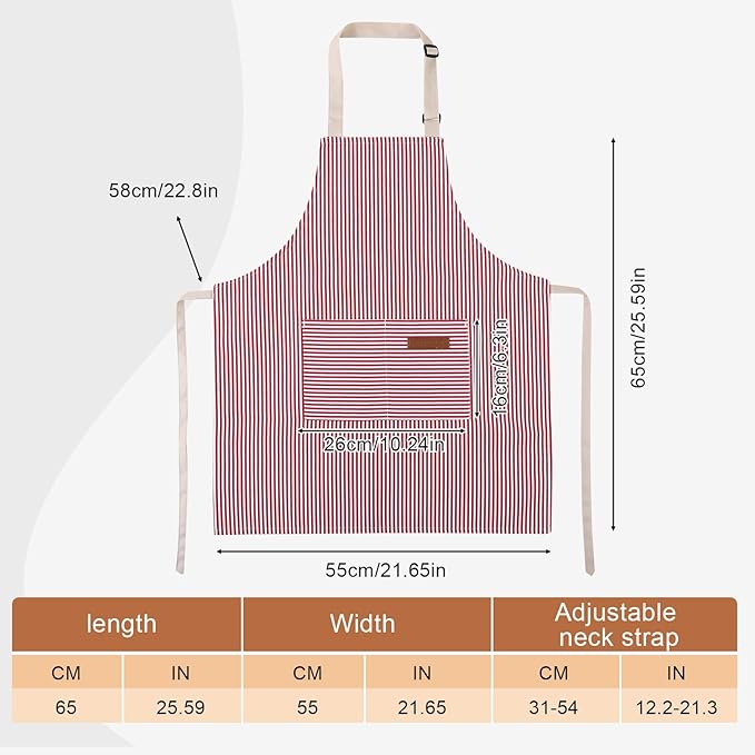 2 Pack Stripes Kids Apron, Kids Cooking Aprons with 2 Pockets, Cute Aprons for Cooking for Boys and Girls