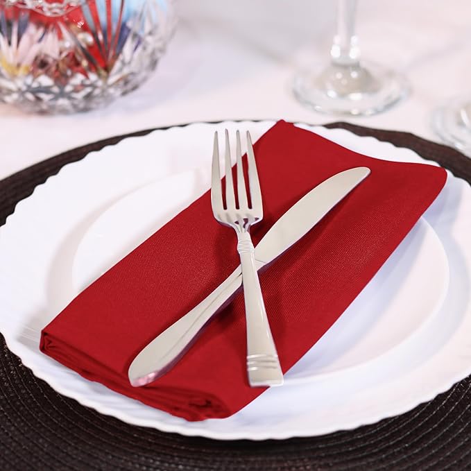 Utopia Home Red Cloth Napkins (12 Pack, 20x20 Inches), Ideal Dinner Napkins for Party, Wedding and Lunch/Dinner