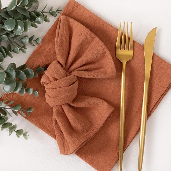 Socomi Cloth Napkins Terracotta Easter Spring Washable Reusable Bulk Linen Cotton Napkins Set of 10 17"x17" for Wedding Party Bridal Baby Shower Birthday Dining Table Decorations