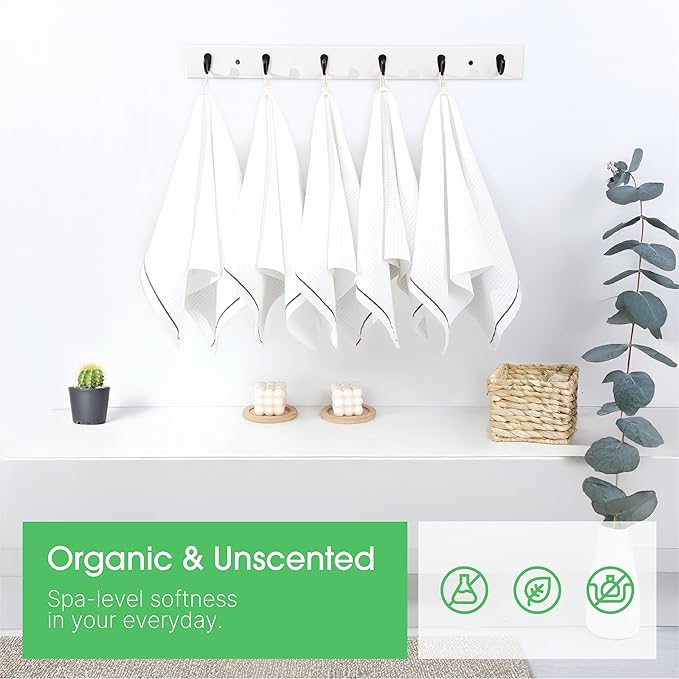 5 Pack Hand Towels, Bath Towels, Kitchen Towels and Dishcloths Sets, 30 x 14 Inches, Absorbent Dish Towels for Kitchen, Microfiber Cleaning Cloth, Waffle Kitchen Towels (White)