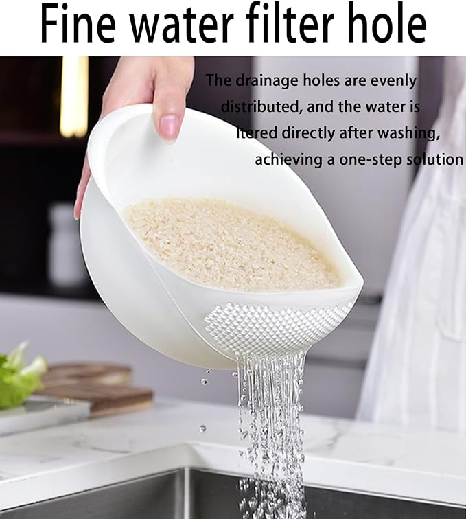 2-in-1 Rice Colander, Vegetable and Fruit Cleaning Filter Basket, 2Piece Sturdy and Easy-To-Use Food Grade Kitchen Tool Accessories (Pink, large+small)
