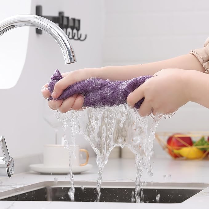 Kitinjoy 100% Cotton Waffle Weave Kitchen Hand Towels (13 X 28 Inches, Lavender), 4-Pack Super Soft and Absorbent Dish Towel for Drying Dishes