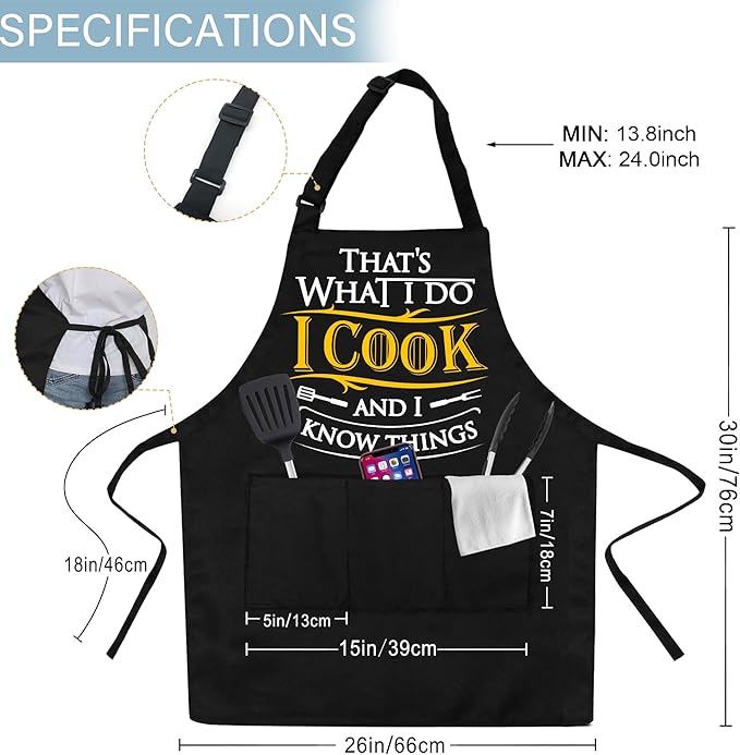Grilling Aprons for Men,Cnavas Corss Back with Large Pockets Adjustable Chef Aprons, Funny Gifts for Men