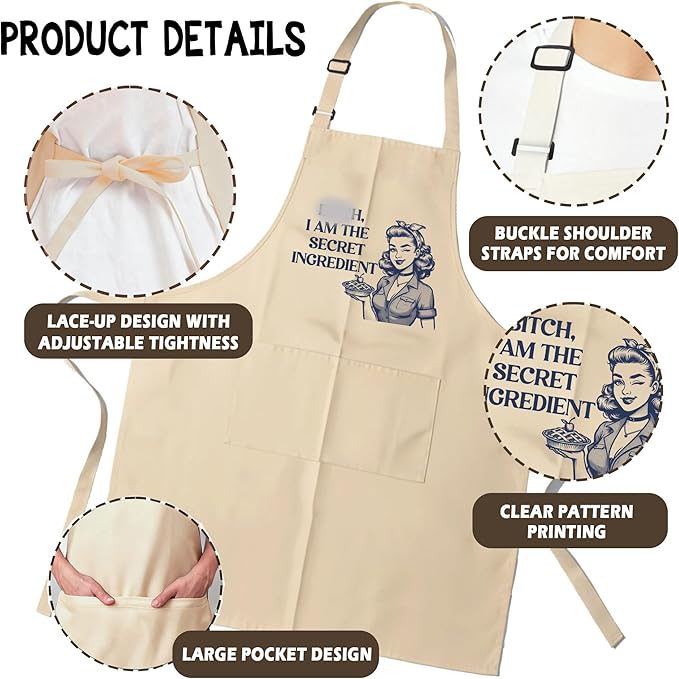 Funny Aprons for Women - Baking Gift for Women, Mothers Day Christmas Birthday Gifts, Perfect for Cooking, Bartending