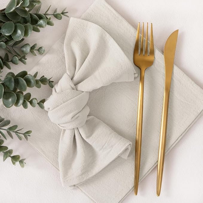 Socomi Cloth Napkins Beige Easter Spring Washable Reusable Bulk Linen Cotton Napkins Set of 20 17"x17" for Wedding Party Bridal Baby Shower Birthday Dining Table Decorations