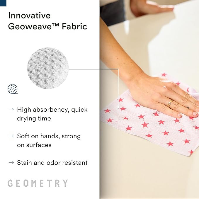 GEOMETRY Dishcloth – Patriotic Collection – Quick-Dry, Ultra-Absorbent, Reusable Microfiber Kitchen Towels for Drying & Cleaning - Old Glory - 3 Pack