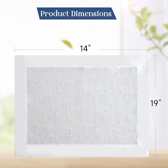 Simple&Opulence Linen Placemats Set of 4 – Hemstitched Dinner Cloth Placemats for Wedding,Party,Mothers Day,Easter – Machine Washable and Reusable 14"×19" White