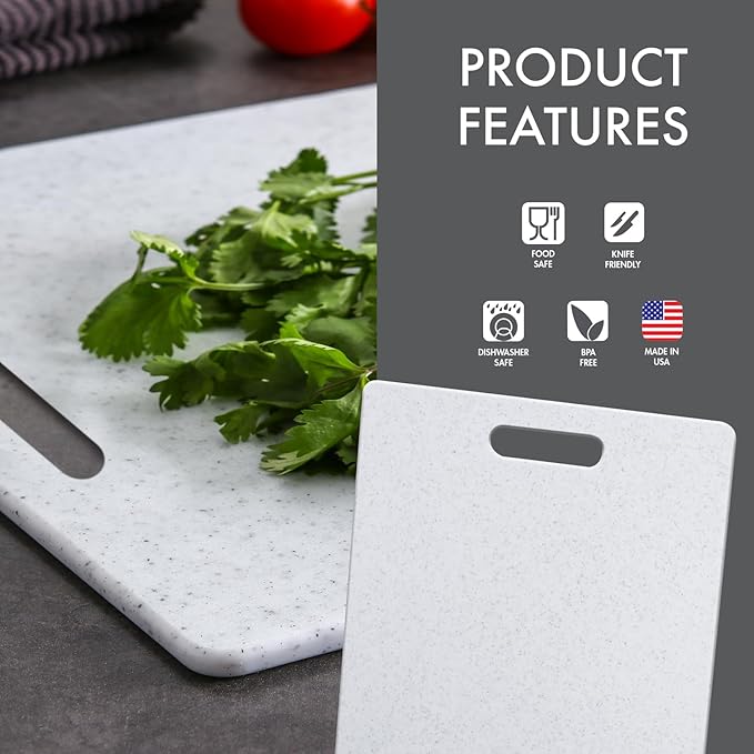 Dexas Superboard Cutting Board with Handle 9.5 x 15 inch Blue Granite, Compact Kitchen Prep Board, Dishwasher Safe, Non-Porous Poly Surface, Made in USA