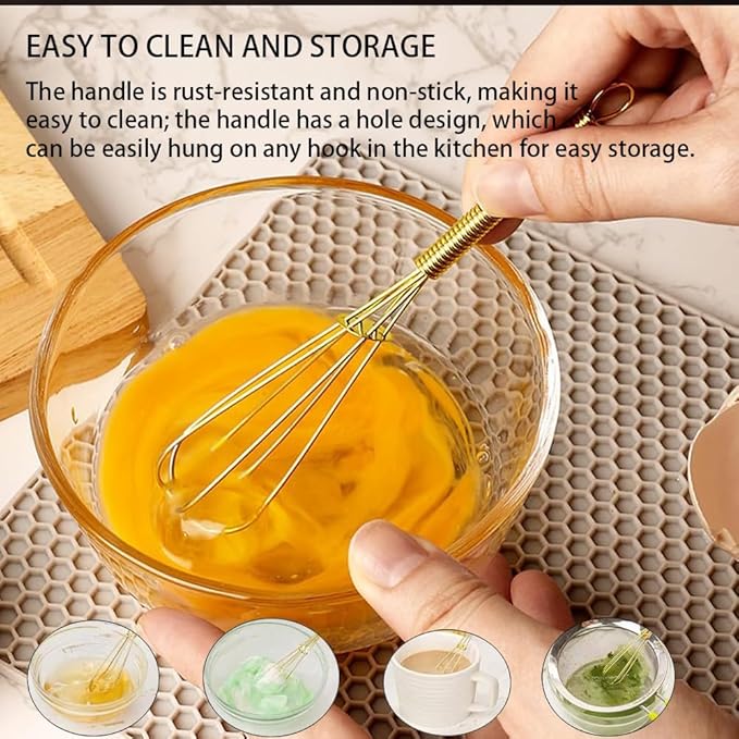 Stainless Steel Mini Whisk Set of 2, Small Wire Hand Whisks, Kitchen Cookware for Cooking, Whisking, Blending, Beating, 5/7/8/10 inch
