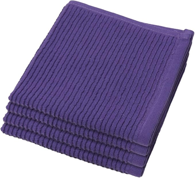 Now Designs Ripple Kitchen Dishcloth, Set of 4, Prince Purple