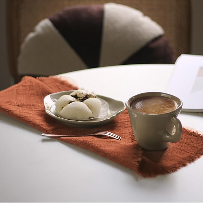 Handmade Cloth Napkins 100% Cotton Napkins with Fringe，Delicate Handmade Cloth Napkins for Dinners, Parties, Weddings and More，18 x 18 Inch Set of 12 - Terracotta