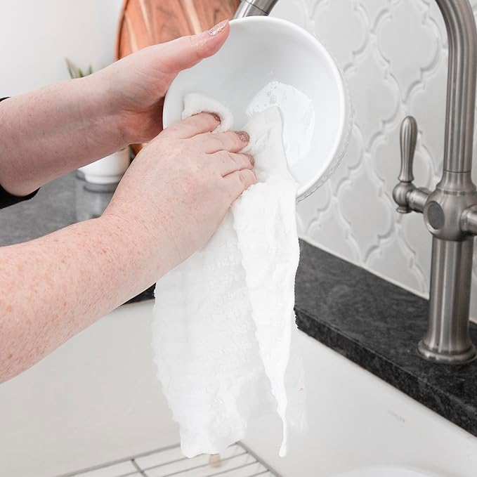Ritz Royale Collection 100% Combed Terry Cotton, Highly Absorbent, Kitchen Dish Cloth Set, 13-3/4" x 12", 3-Pack, Solid, White