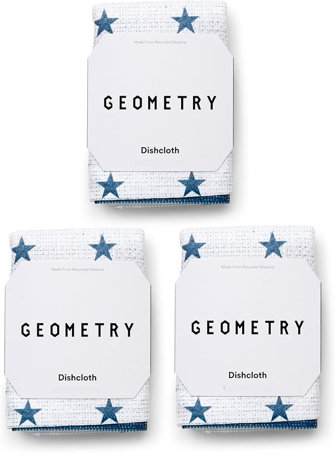 GEOMETRY Dishcloth – Patriotic Collection – Quick-Dry, Ultra-Absorbent, Reusable Microfiber Kitchen Towels for Drying & Cleaning - Old Glory - 3 Pack