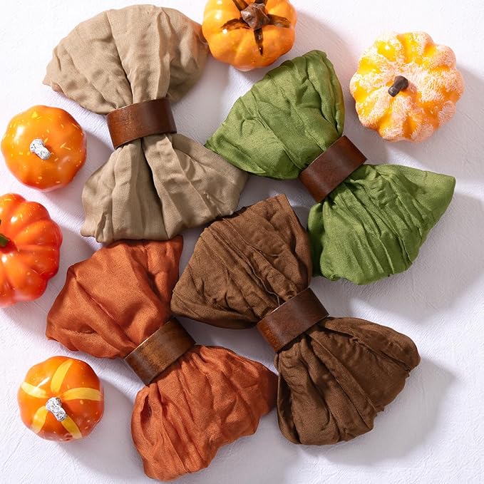 DeZerlor 20 Pack Fall Cheesecloth Napkins Washable Thanksgiving Cloth Napkins Set of 20 Cotton Gauze Dinner Table Napkins Bulk 21x21 Inches for Friendsgiving Wedding Bridal Baby Shower Party Decor