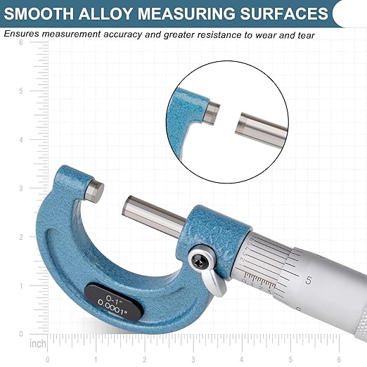 Beaiguna 4PCS Micrometer Set, 0-1"/1-2"/2-3"/3-4" Machinist Outside Micrometer Measuring Tool, Ultra-Precision 0.0001" Graduation Micrometers, Professional Machinist Tools Set