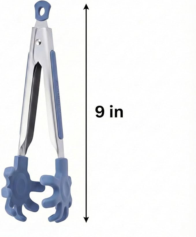 Farberware Silicone Tip Kitchen Tongs Set with Stainless Steel and Flex Grip Handles Mini Tongs for Cooking, Serving, and Entertaining in Blue and Light Green, Dishwasher Safe, 9 Inch, 2 Piece